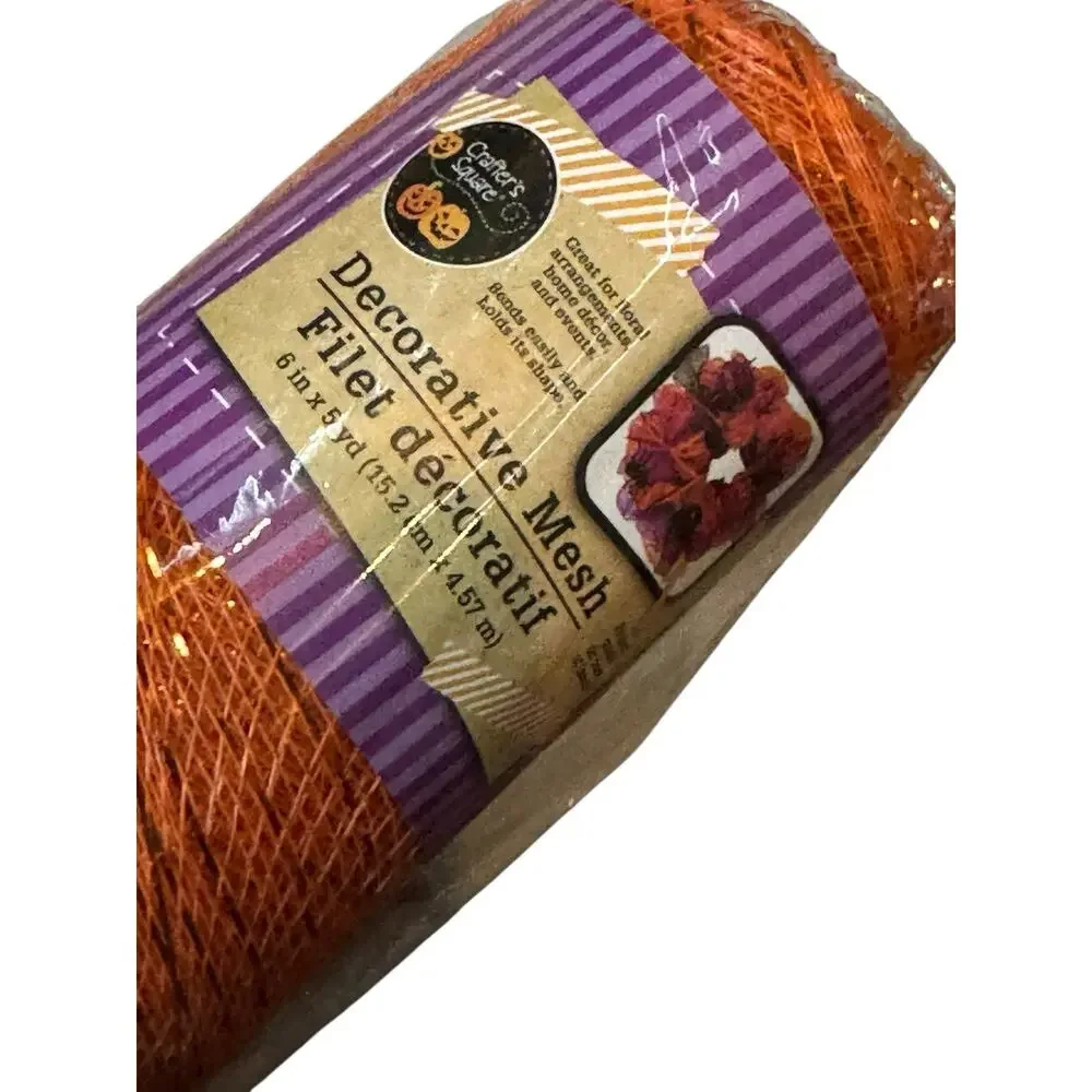 Lot 3 Decorative Mesh & Tulle Rolls‎ Orange Black Craft Ribbon Halloween Decor